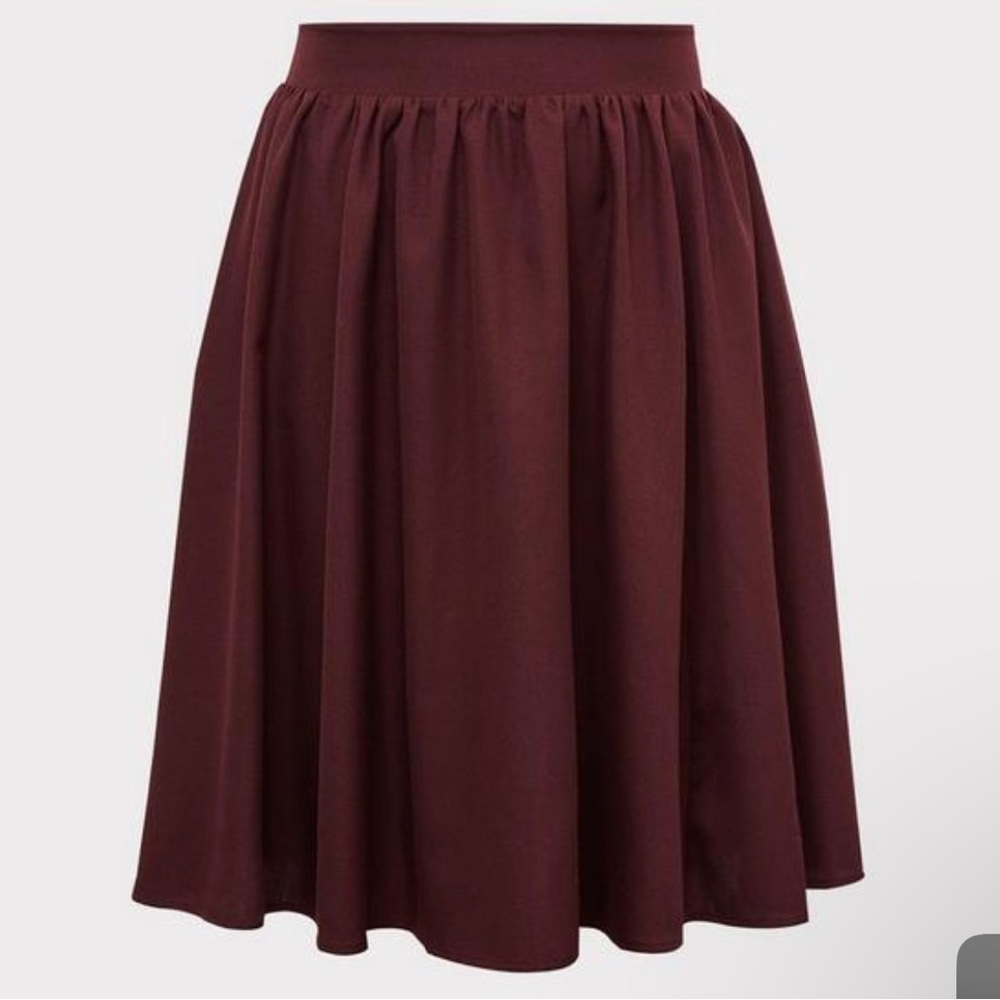 Burgundy twill midi skirt